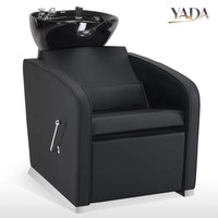 Fauteuil de lavage moderne en plastique pour spa et massage, durable, avec cuvette en céramique noire, en promotion pour salon de coiffure et spa