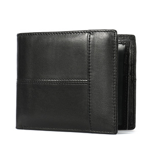 Pour <span class=keywords><strong>Amazon</strong></span> hommes véritable première couche <span class=keywords><strong>cuir</strong></span> de vachette Vintage <span class=keywords><strong>pochette</strong></span> en <span class=keywords><strong>cuir</strong></span> antivol RFID porte-carte avec fermeture de couverture portefeuille court - Product Image 1