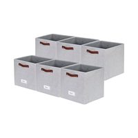 Lot de 4 grands paniers de rangement en toile pliable avec poignées pour rangement à domicile et au bureau.