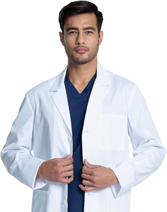 <span class=keywords><strong>Bata</strong></span> de Laboratorio Unisex <span class=keywords><strong>para</strong></span> Médico, 30 Pulgadas, Blanca, Duradera, Tejido Dobby Elástico, 65% Poliéster + 35% Algodón, <span class=keywords><strong>para</strong></span> Uso Hospitalario - Product Image 3