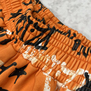 Pantalones bordados con parches para hombre, pantalones de chándal con cremallera de felpa francesa personalizados, pantalones holgados de pierna ancha con retazos serigrafiados - Product Image 4