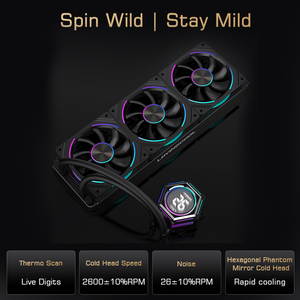 Lovingcool Sparkle Hexagon Temp Display 360mm Refroidisseur d'eau liquide Nouvelle mise à niveau Ventilateurs de dissipateur thermique blanc pour boîtier <span class=keywords><strong>CPU</strong></span> d'ordinateur de jeu - Product Image 4