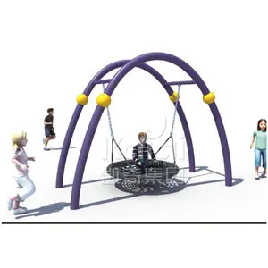 Kaiqi Small Outdoor Playground Rubber Coated Outdoor Tree Nest Swing Sets Round Web For Backyard Garden Schools Theme Park