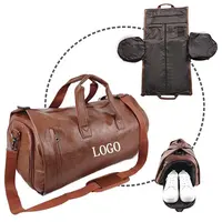 Luxury Leather Garment Duffle Bag for Men with 2-in-1 Convertible