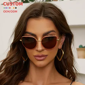 Designer Luxury Oversized Eyewear Designer Cat Eye Metal Sunglasses Famous Brands Shades Sunglasses For Women And Men