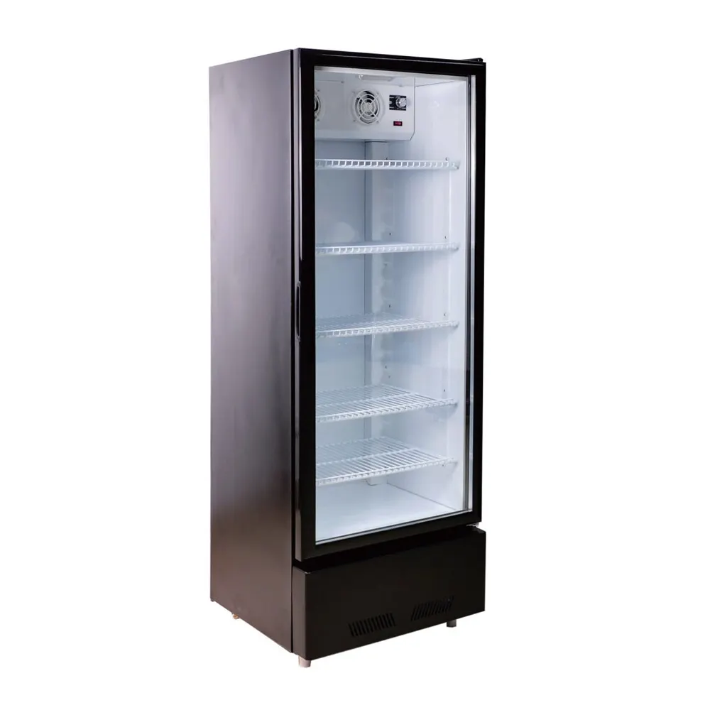 Refrigerador vertical para bebidas con una sola Puerta de vidrio, enfriador vertical para bebidas de 226L