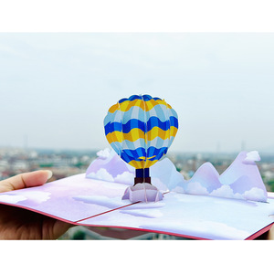 Tarjeta de Felicitación Hecha a Mano con Diseño de Globo Aerostático <span class=keywords><strong>en</strong></span> Papel Tallado <span class=keywords><strong>en</strong></span> 3D, Tarjeta de Recuerdo - Product Image 2