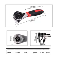 Clé à cliquet réglable, traitée thermiquement, double extrémité, DIY, métrique, OEM pour douilles universelles de 6 à 22 mm