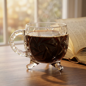 Classic Clear Glass Tea <b>Cup</b> and <b>Saucer</b> Gift Set with Durable Embossed Box for Tea Party Home Use - Product Image 2