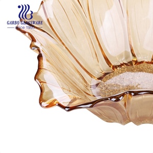 Pack de vaisselle en verre, bol de fruits, assiette à fruits en or avec tige, service de table en ambre plaqué Ion 1 pièce - Product Image 4