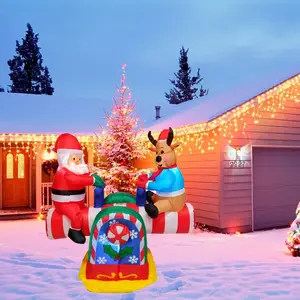 דקורסיון לחג המולד מתנפח חג המולד סנטה ואיילים מוצרי נדנדה קישוטי חצר פוצץ אופים חג המולד 2024 נטל