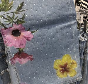 Pantalon large taille haute en denim à imprimé diamant teinté style nouveau GX-2026 pour femmes - Product Image 3