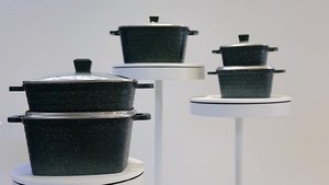 Ensemble de casseroles de cuisine en marbre moulé sous pression de 24/28/32cm, poignées en acier inoxydable, fond à induction, verre, céramique, <span class=keywords><strong>aluminium</strong></span>, granit - Product Image 3
