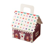 Boîte en papier en forme de maison de Noël pour bonbons et biscuits, avec poignée, pour les friandises des fêtes