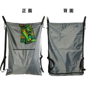 Grey Door <b>Drawstring</b> Polyester Hanging <b>Backpack</b> with 2 Hooks Features Home Clothing Washing for Laundry Hamper & Travel Bag - Product Image 4