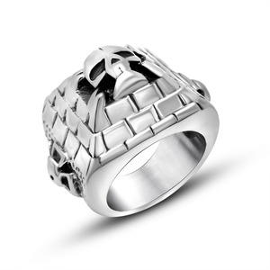 Retro Skull Face <b>Titanium</b> Steel <b>Ring</b> Men's Jewelry SA597 Geometric Pattern Gift - Product Image 1