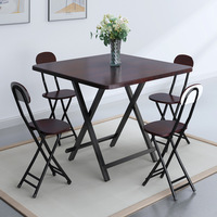 Vente chaude Nouvellement Conception Concise Petit Appartement Quatre Pieds En Bois En Métal Pliant Salle À Manger Bar Ensemble De Table