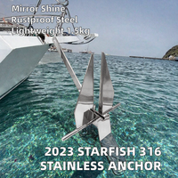 Ancre Danforth en acier inoxydable 316 de 1,5 kg, surface polie miroir, anti-corrosion, pièce de rechange pour bateau