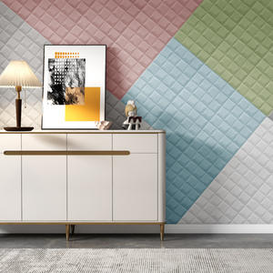 Autocollants muraux anti-collision en grille 3D |   Décoration <span class=keywords><strong>de</strong></span> tête <span class=keywords><strong>de</strong></span> <span class=keywords><strong>lit</strong></span> souple auto-adhésive pour chambre à coucher/tatami/chambre d'enfant - Product Image 2