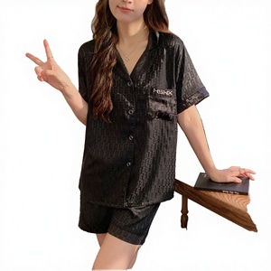 New <b>Men's</b> <b>Summer</b> <b>Pajamas</b> Short Sleeve Shorts Striped Ice Silk Breathable Quick Dry High-grade Casual Simple Home - Product Image 2