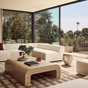 Nuovo Design Tavolino da Caffè in Travertino Arcuato, <span class=keywords><strong>Tavolo</strong></span> Centrale in Marmo <span class=keywords><strong>Beige</strong></span> Spesso e Arrotondato, Elegante Tavolino da Caffè in Travertino Romano - Product Image 5