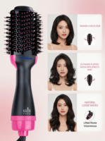 Brosse sèche-cheveux professionnelle HYUNDAI avec ions négatifs pour le lissage, le coiffage et le brushing, noir rose