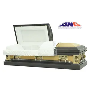 ANA Professional Coffin Supplier Pure Gold Finish 18 Gauge Steel Last Supper Funeral Pieta Casket For Adult