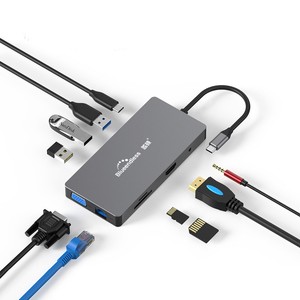 10 cổng <span class=keywords><strong>USB</strong></span> Loại C để HDTV <span class=keywords><strong>VGA</strong></span> Adapter RJ45 LAN SD TF 3.5mm âm thanh PD nhanh chóng sạc <span class=keywords><strong>USB</strong></span> 3.0 Hub đa chức năng 10 trong 1 loại C HUB - Product Image 1