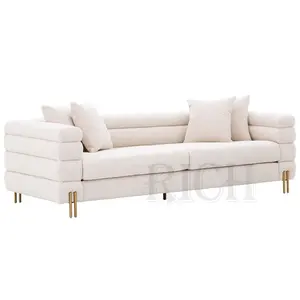 Hall sofa designer lounge suites mobili imbottiti a 3 posti divano da salotto in stile europeo divano in pelle di montone bianco
