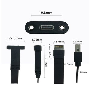Venta al por mayor 10Gbps USB3.1 Tipo E macho a USB Tipo C hembra cable plano con montaje en panel frontal - Product Image 4
