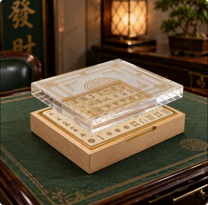 Boîte à Mahjong design moderne, couvercle en acrylique transparent avec base en bois massif et fermeture magnétique pour une décoration intérieure <span class=keywords><strong>de</strong></span> luxe - Product Image 1