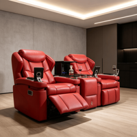 Canapé inclinable électrique multifonctionnel en cuir véritable pour cinéma maison de luxe, idéal pour salle multimédia de villa