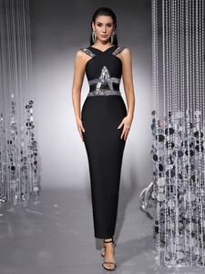 Robe de soirée longue à paillettes et courbes, robe décontractée sexy et luxueuse pour <span class=keywords><strong>femme</strong></span>, fabriquée par un fabricant OEM - Product Image 2