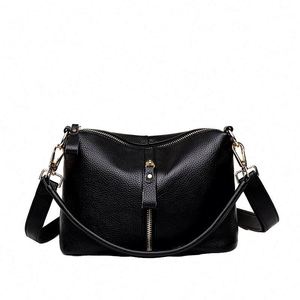 Bolso de Mano Tipo Bowling para Mujer, de Cuero Genuino Suave, a la Moda, de Alta Calidad, con Forro de Algodón y Lino, Cierre de Cremallera - Product Image 1