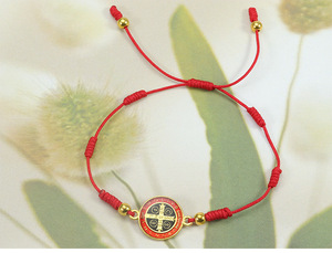 Pulsera Católica Tejida de Cuerda Roja de San Benito, Regalo Religioso, Pulsera de la Virgen María en Stock - Product Image 1