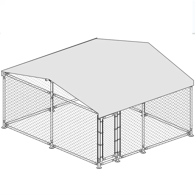 Kotak Rantai Kandang Anjing Outdoor, 13.3 'X 6.67' X 7.33 ', Kandang Anjing Logam dengan Penutup