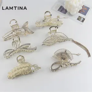 New Luxury Fashion Starfish Gold Bride Hair Shark Claw For Women Decoration Gold Bride Hair Clips Tassel Large Alloy Claw Clip