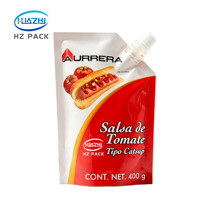 Pochettes souples personnalisées imprimées, qualité alimentaire, anti-humidité, avec bec verseur, 200ml 300ml, pour pâte de tomate, ketchup, miel, confiture, moutarde, bière et jus