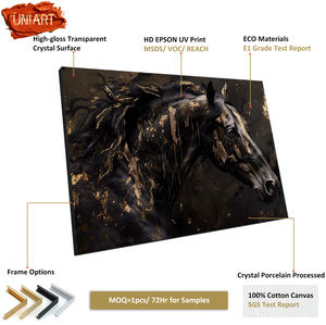 <span class=keywords><strong>Peinture</strong></span> numérique sur toile abstraite dorée brillante représentant un <span class=keywords><strong>cheval</strong></span>, art mural équestre, portrait équin, décoration murale, cristal noir, stalleon - Product Image 3