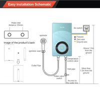 Chauffe-eau électrique instantané sans réservoir 8,8 kW pour salle de bain domestique et hôtelière, avec affichage numérique LED et protection contre la surchauffe