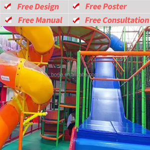 Parque Infantil Deportivo Comercial Interior para Niños, Tobogán Doble, Equipo de Parque de Diversiones, Tobogán Doble Interactivo de Plástico para Escuelas - Product Image 2