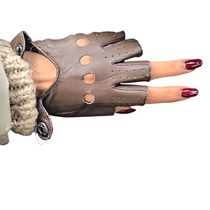 Leather Half <b>Finger</b> <b>Gloves</b> Breathable Wrist Length Sporty Style for Outdoor Activities Summer Use Unisex Orange Color - Product Image 6