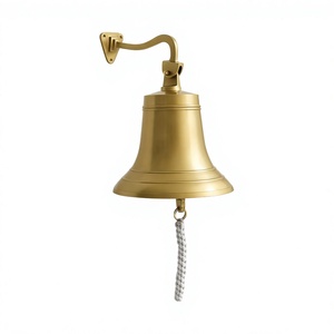 Hand Casted Technique <b>Brass</b> Door <b>Bell</b> With White Silicone Rope hanging decorative Nautical Style Ship <b>Bell</b> Custom Size Available - Product Image 1