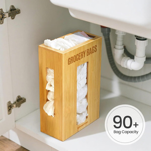 Boîte de rangement pour sacs d'épicerie en bambou 12L, organisateur d'armoire, rangement de cuisine - Product Image 2