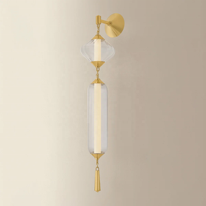 Lámpara de Pared Moderna para Hotel, Restaurante o Cocina, con Pantallas de Vidrio Transparente Acanalado <span class=keywords><strong>Fiorello</strong></span>, Base de Latón Macizo Antiguo - Product Image 3