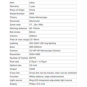 JB-180X 디지털 줌 카메라 LCD 현미경 2MP 200배 소형 제품 검사 저렴한 가격 전자 220V/110V 5kg - Product Image 5