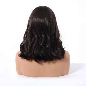 วิกผมผู้หญิงแบบเต็มศีรษะ แฟชั่นสไตล์ยุโรป-อเมริกัน ผมสั้นหยิกแบบหางม้า มีหน้าม้า  วัสดุผมสังเคราะห์ สีดำ-น้ำตาลธรรมชาติ - Product Image 4