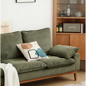 Sofá Nórdico de Tela, Tapizado en Pana, para Tres Personas, Estilo Moderno, Minimalista y Retro para Sala de Estar - Product Image 1