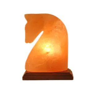 Hand-carved Himalayan Salt Crystal Horse Shape Salt Rock Lamp With Wooden Base For Health Care Good Sleep