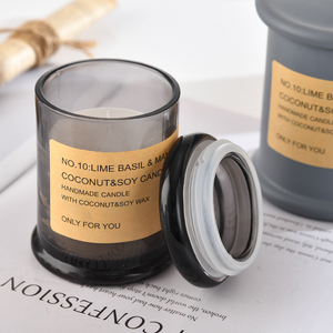 Nuovo Stile Prezzo Competitivo <span class=keywords><strong>Barattolo</strong></span> in <span class=keywords><strong>Vetro</strong></span> Smerigliato Nero Vintage per Candele - Product Image 3